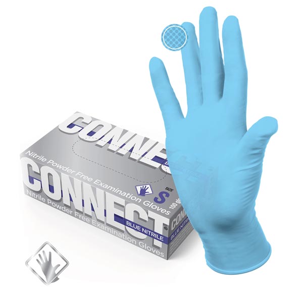 Перчатки CONNECT BLUE NITRILE нитриловые смотр. нестер. (6 1/2 (S))