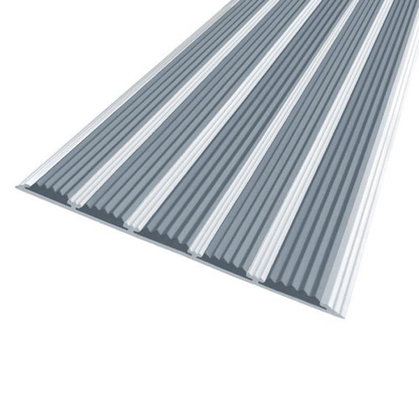 Противоскользящая алюминиевая полоса с пятью вставками 2 м, серый